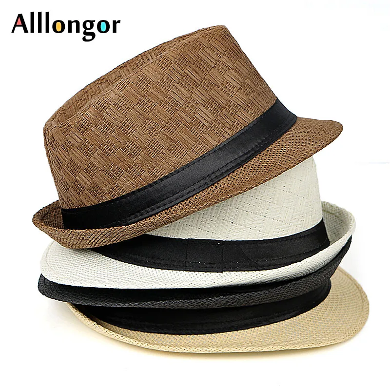 Шляпа мужская соломенная в ковбойском стиле модная однотонная пляжная Панама