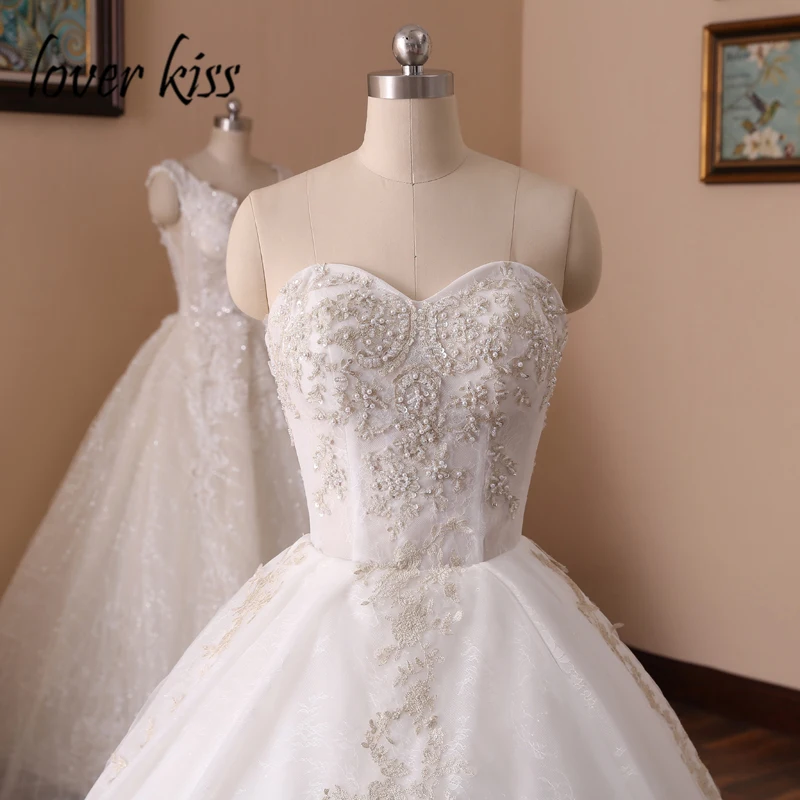 Любовник Поцелуй халат de Mariage 2021 платья пачки без бретелек Кружева свадебное