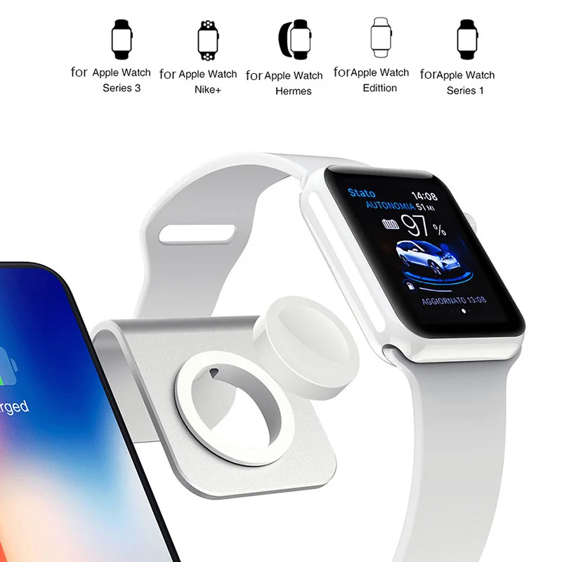 Беспроводное зарядное устройство CinkeyPro QI для Apple Watch iPhone 8 X Samsung S9 S8 подставка