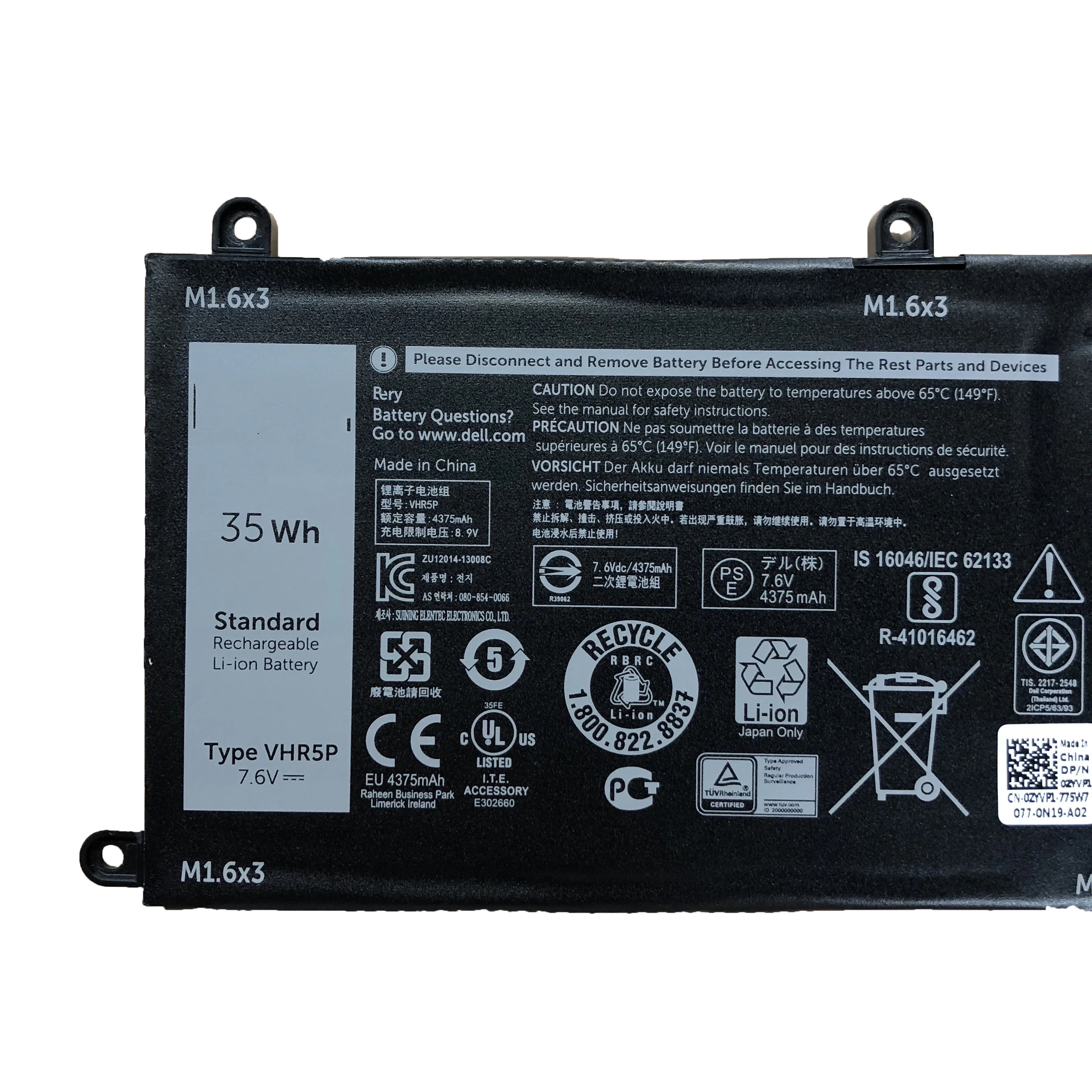 7 6 V 35wh VHR5P оригинальный Аккумулятор для ноутбука DELL Latitude 11 5175 XRHWG 0XRHWG