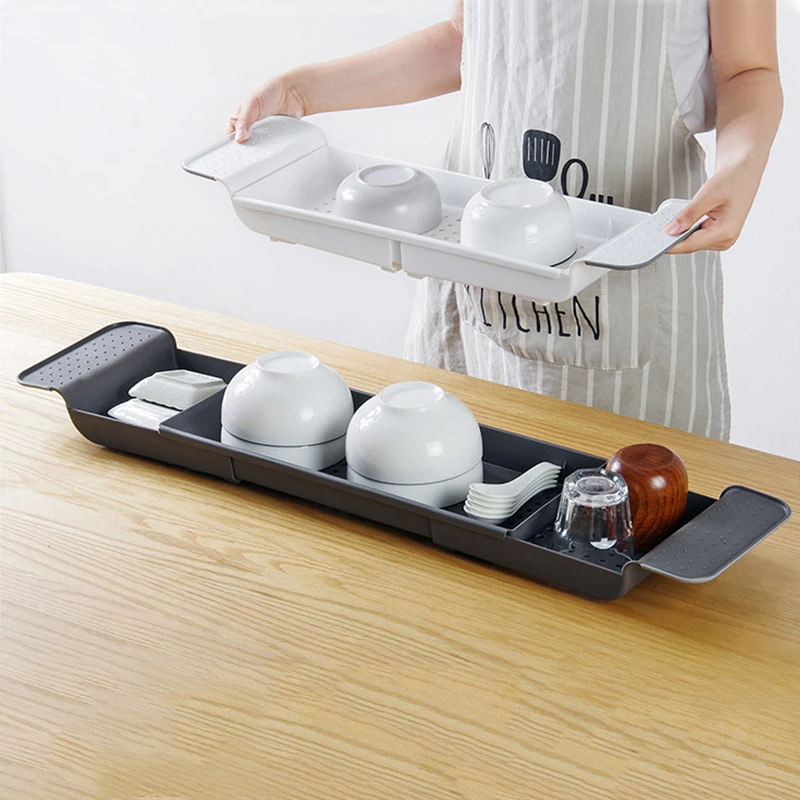 Home Organizer Shelf Rack Telescopic Bathtub makeup Toiletries drain Storage Plastic Kitchen tools organizer Drain rack | Дом и сад