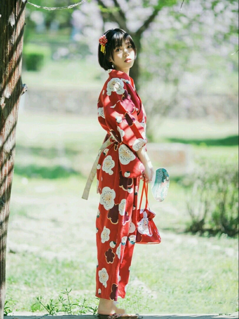 Japanese Traditional Kimono Yukata for Woman Sexy Floral Printed Evening Party Dress Obi Photography Elegant Sakura Cosplay