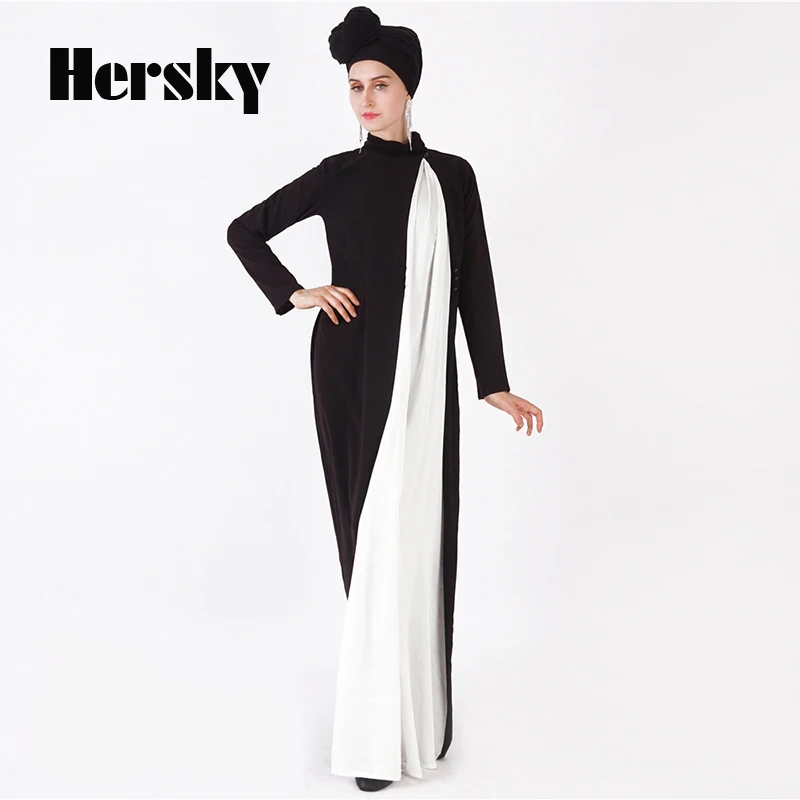 Модное классическое черно белое платье dubai abaya Ближний Восток арабское турецкое