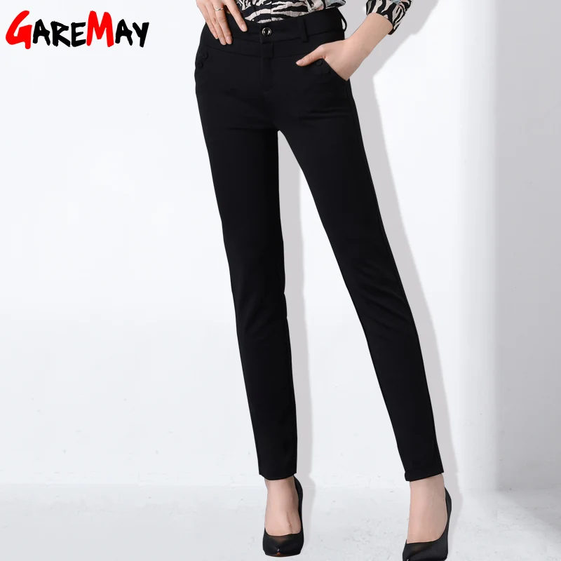 Женские брюки с высокой талией; Pantalon Mujer; Рабочая одежда; большие размеры; брюки с эластичной резинкой для офиса; длинные брюки для женщин; GAREMAY
