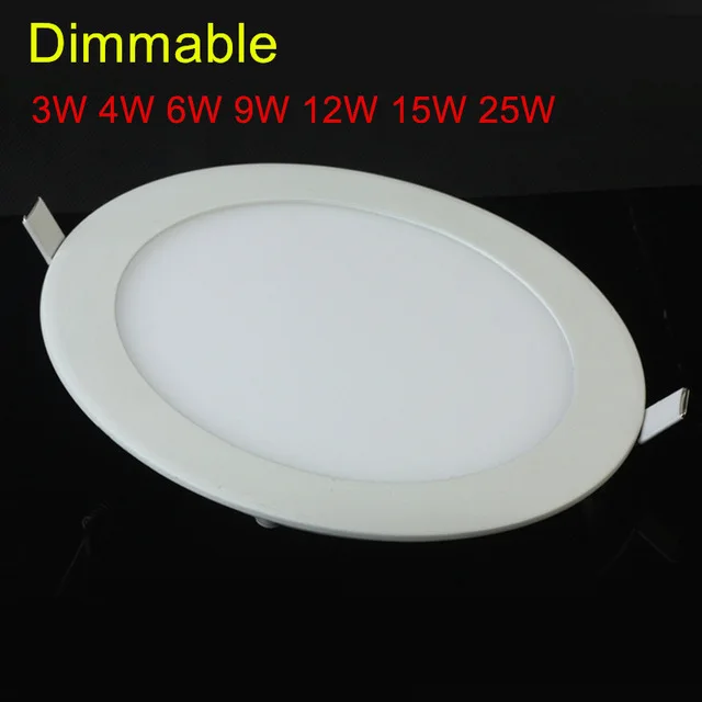 

Dimmable Led Panel Downlight Ultra Thin 3w 4w 6w 9w 12w 15w 25w Round Ceiling Recessed Spot Light AC85-265V Painel lamp