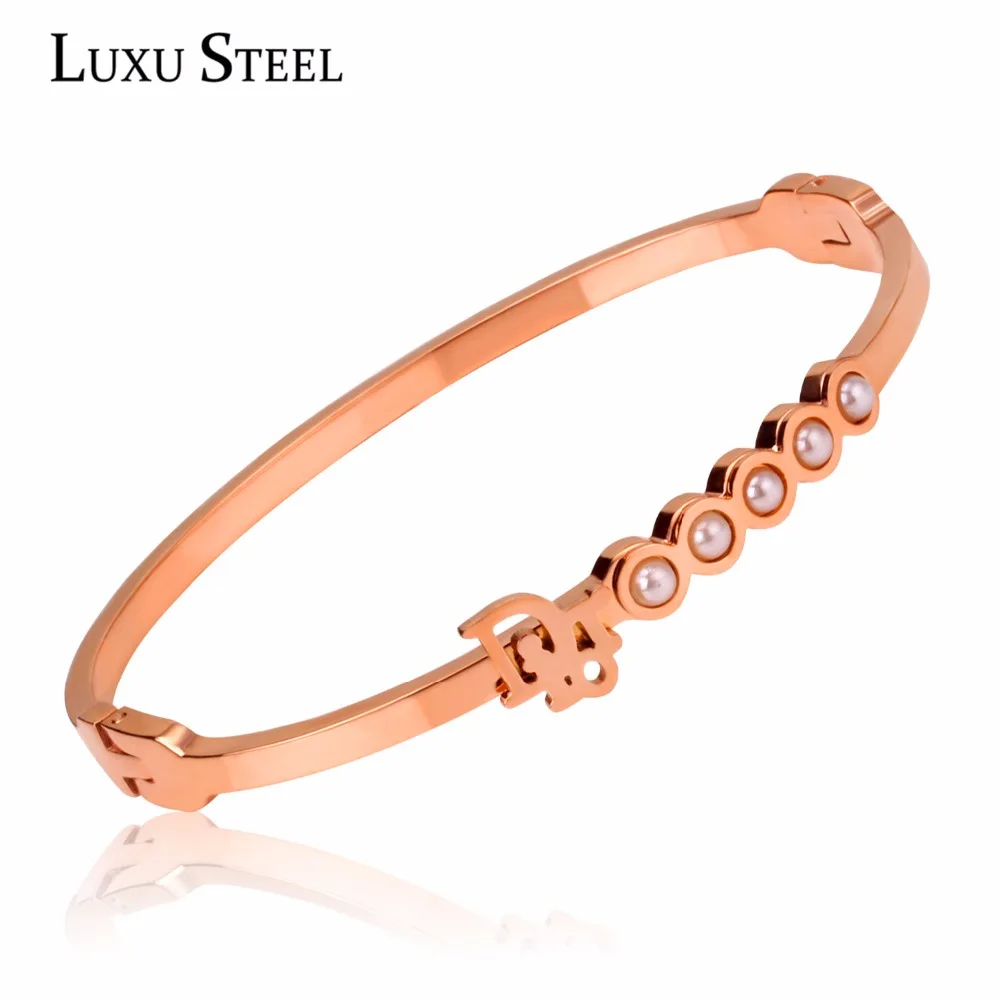 

Роскошные браслеты розового золота из нержавеющей стали с имитацией жемчуга, браслеты на запястье, вечерние свадебные аксессуары, оптовая ...