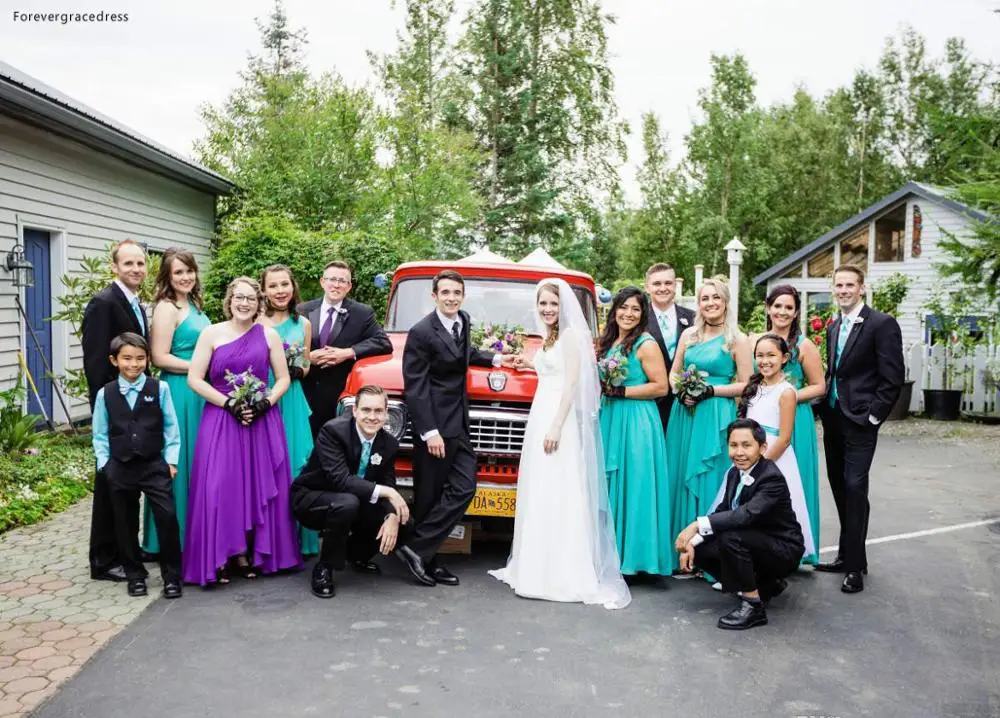 Платье подружки невесты на одно плечо недорогое летнее платье в западном стиле