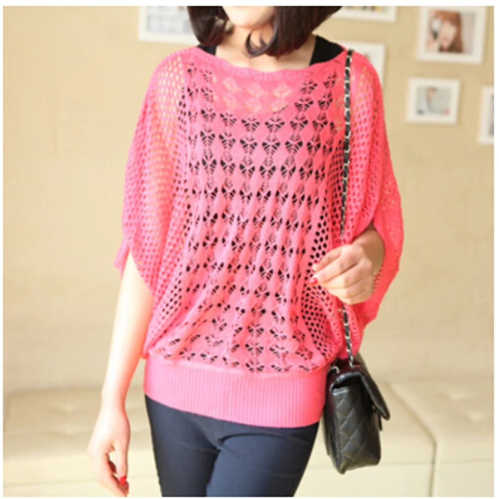 Новый 2016 мода женская одежда конфеты цвета свободной женщины с крючком вязаная