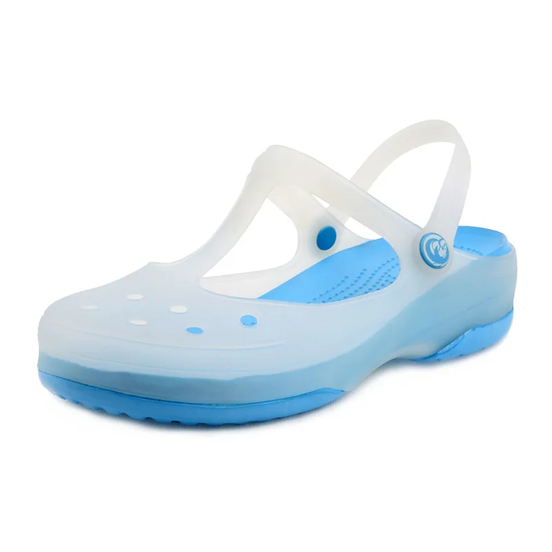 Сандалии-желе женские с открытым носком радужные пляжные туфли на плоской