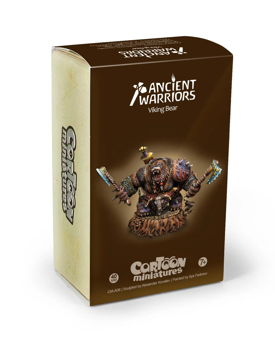 [Loong Way Miniatures] Мультяшные миниатюры Викинг медведь 40 мм Полимерная миниатюра