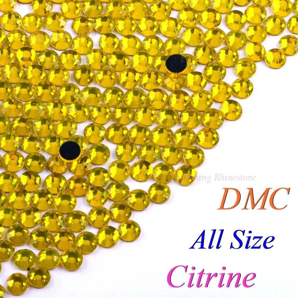 DMC Citrine SS6 SS10 SS16 SS20 SS30 стеклянные кристаллы стразы с горячей фиксацией Стразы