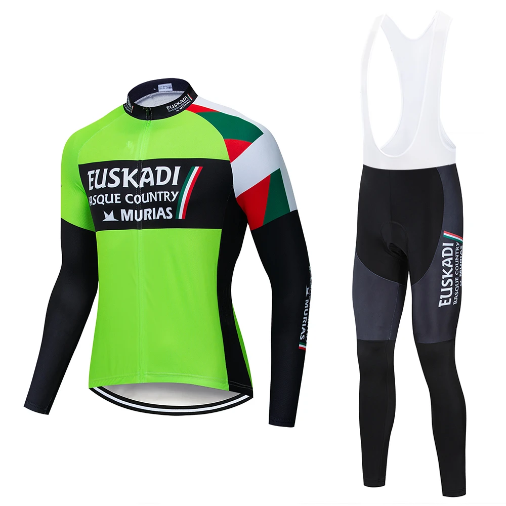 Весна Осень 2018 pro team euskadi велосипедная фигурка зеленый Джерси Мужская велоодежда