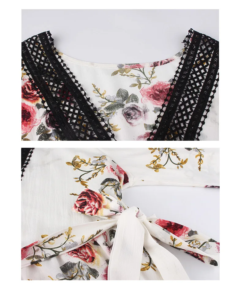 2019 Boho Цветочные кружева сексуальный Для женщин сезон: весна–лето Повседневное с