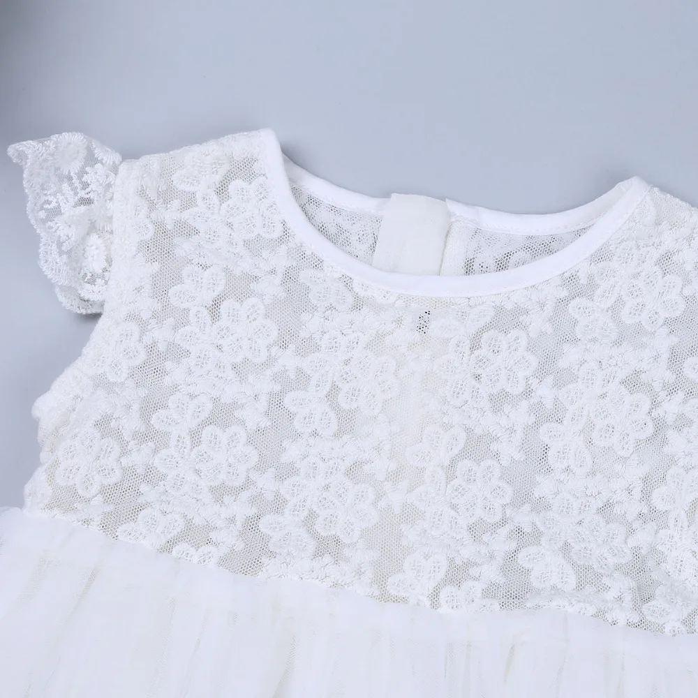 Новое Кружевное Тюлевое платье с цветами для маленьких девочек высокой талией и