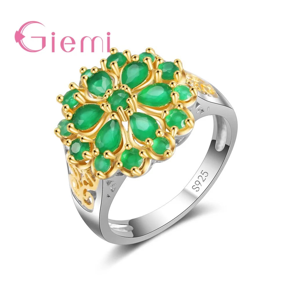 

High Quality 925 Sterling Silver Inlaid Green Crystal Ring Hot Sale Luxury Jewelry For Women Anniversary Emotion Gifts