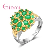 high quality 925 sterling silver inlaid green crystal ring hot sale luxury jewelry for women anniversary emotion gifts