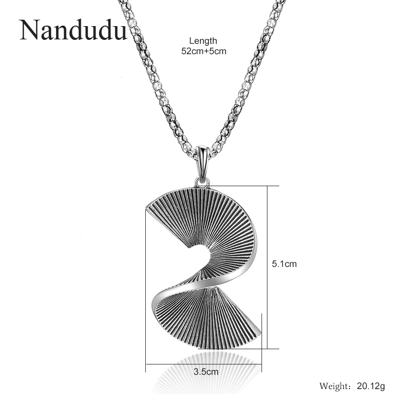 Nandudu Новый стиль панк Винтаж Серебряный цвет Нерегулярные крученый кулон