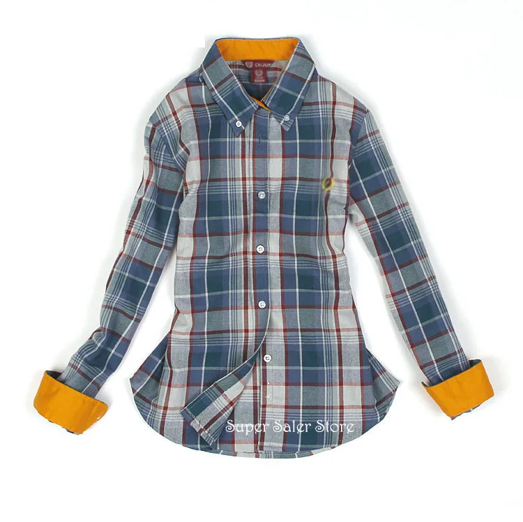 Long Sleeve Slim-Fit Cotton Plaid Button Down Shirt Womens  Red,Yellow,Blue,Grey for Spring and Autumn M,L,XL,XXL - купить по выгодной  цене | AliExpress