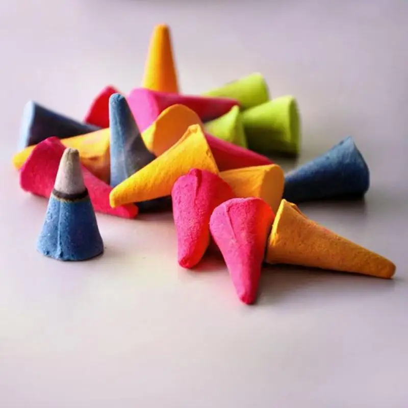 

1Set Natural Sandalwood Incense Cones For Tower Accessories Colorful Bullet Shape Incense Air Purify Freshener Cones