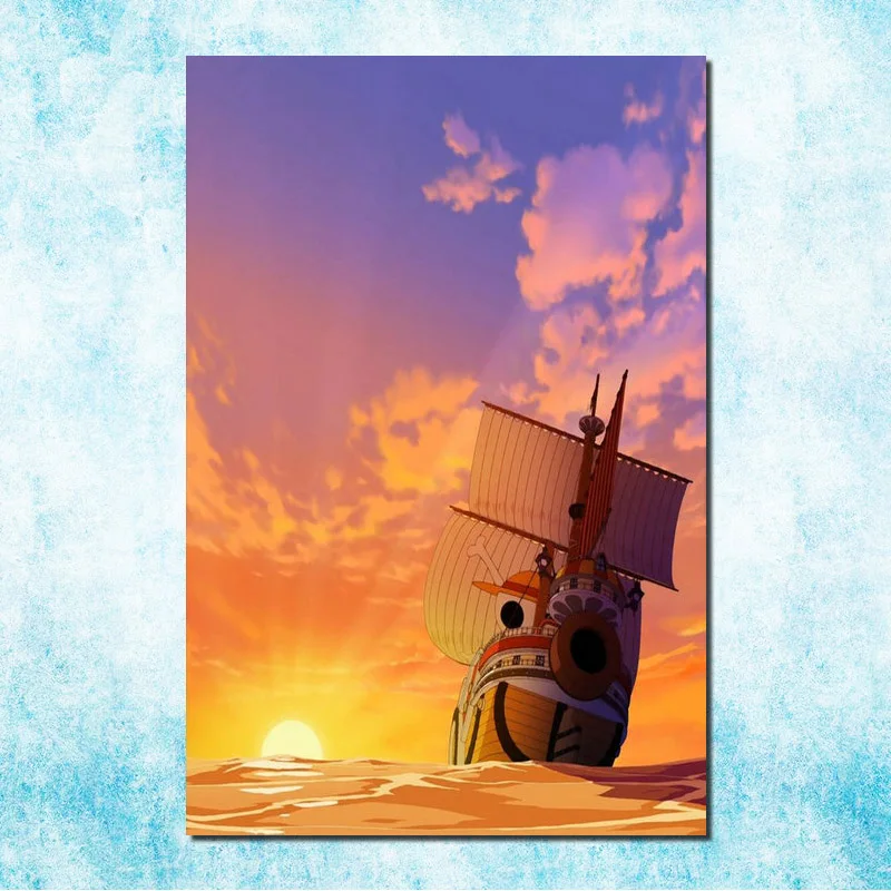 click One Piece Луффи Япония Горячая Аниме Шелковый Холст плакат 13x20 дюймов картинки для Room Decor подарок(больше)-9 - Цвет: click