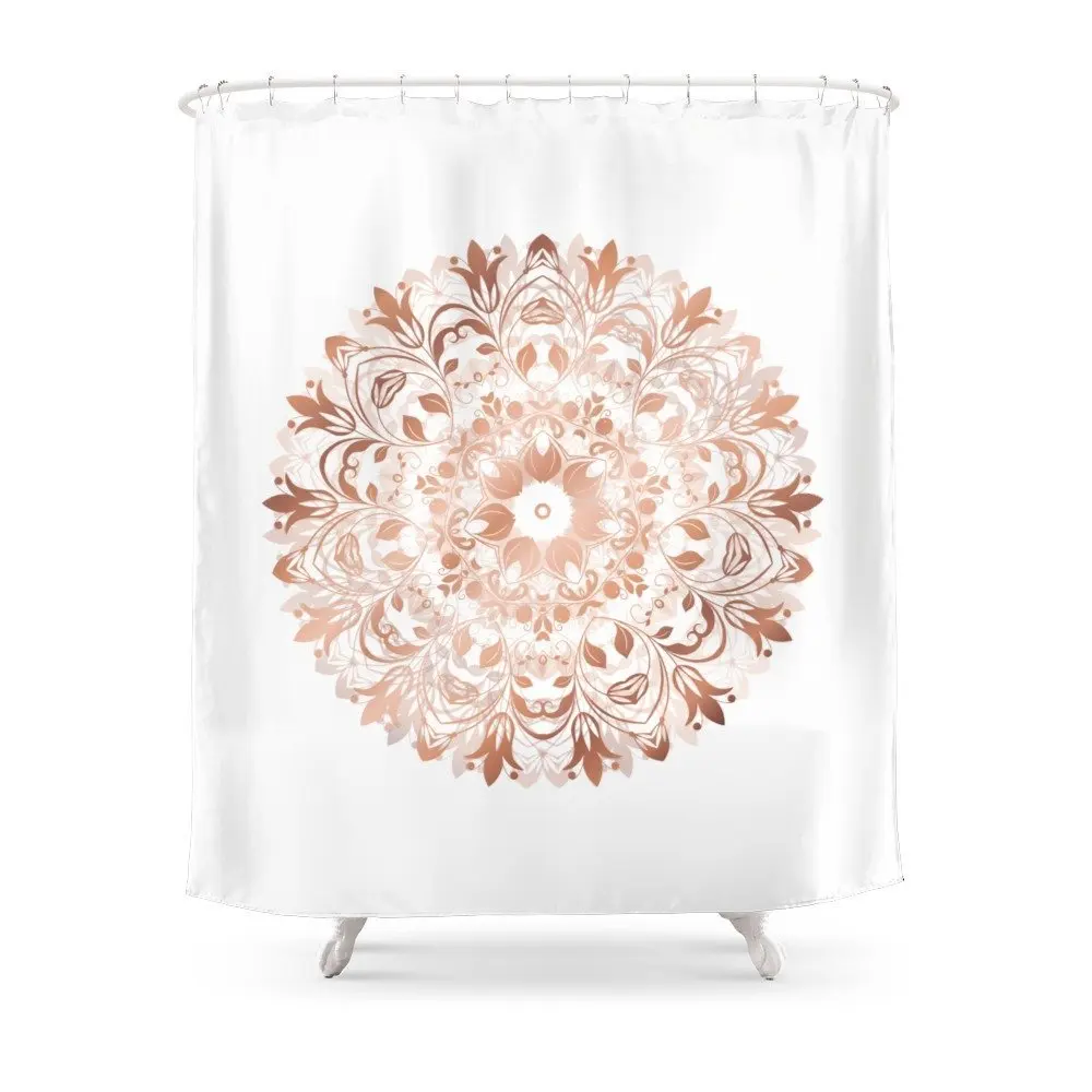 Экологически чистая розовая Золотая занавеска с цветочным принтом мандалой | Дом