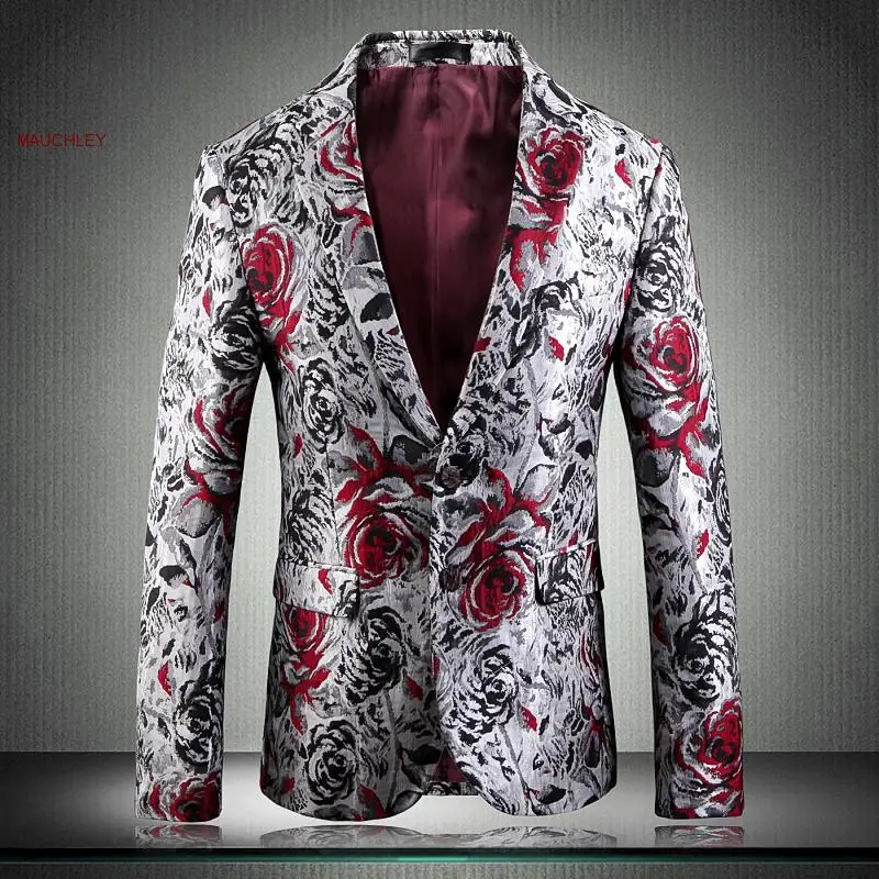 Приталенный приталенный Мужской Блейзер Rouge Homme Heren colber с цветочным принтом