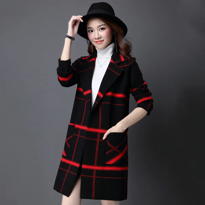 Women Coat M-5XLPlus Size Spring Autumn Knitted Sweater Cardigan Korean Winter Jacket Loose Big Yards Long Sweaters |