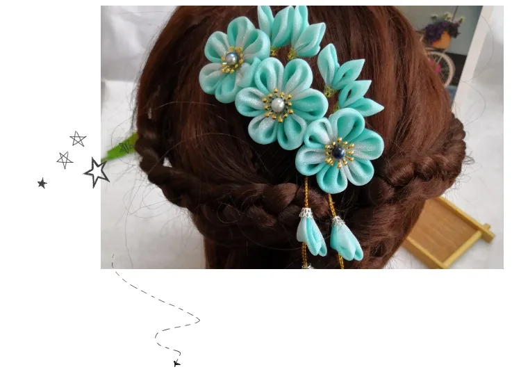 Изготовленный на заказ ручной работы японский кимоно Sakura hairwear Девушки Головные уборы женские заколки kanzashi цветок заколки для волос с длинным падением