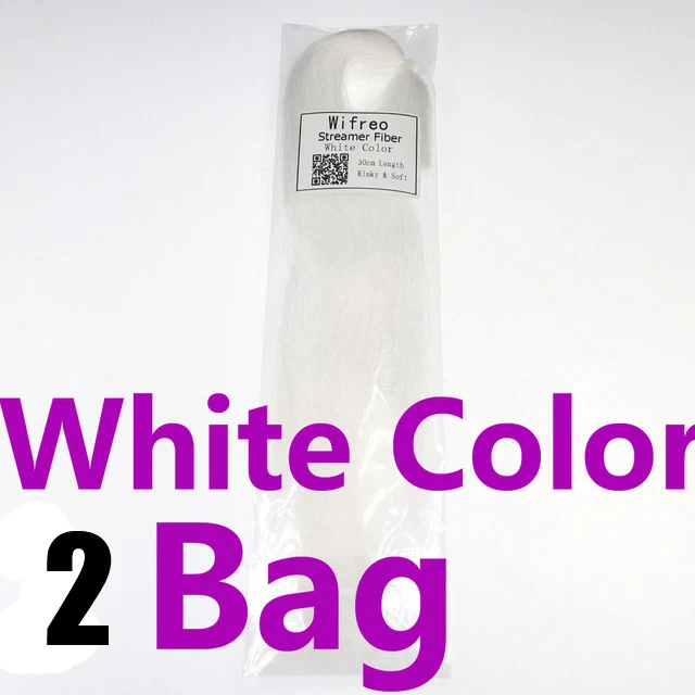 White 2 bag Wifreo 2 шт. в упаковке 30 см гофрированный курчавый гольян волокно Стример Летать волокна Бактейл джиг голова Связывание материал для ловли нахлыстом приманка - Цвет: White 2 bag