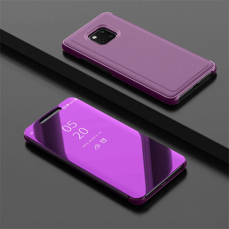 Фиолетовый Зеркальный чехол для huawei P30 Pro P20 mate 20 Lite Nova 4e 3i, кожаный чехол для Honor 8X9 i 10 lite 7A Pro, чехол - Цвет: Фиолетовый