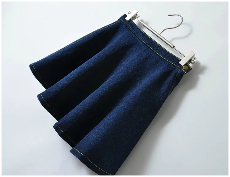 Женская короткая хлопковая юбка от солнца летняя и весенняя пышная джинсовая