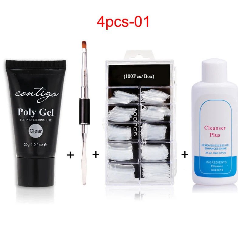 4pcs-01 CONTIGO 30 г полигель, полигель для ногтей, полигель, 10 цветов, строительный полигель, УФ акриловый гель для наращивания ногтей, дизайн лака, гибридный лак - Цвет: 4pcs-01