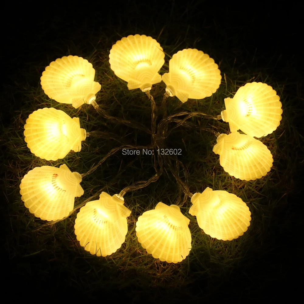 Батарея 2 м 10LED в форме ракушки светодиодные гирлянды праздничная Вечеринка бар