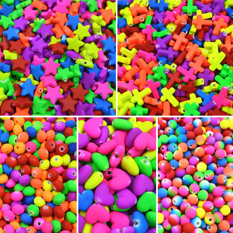 Распродажа 6 форм размеров пластиковые разноцветные бусины для браслета