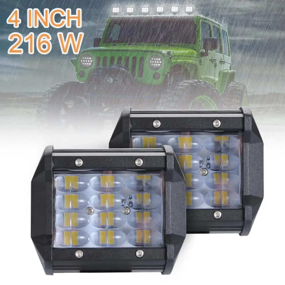 

Четырехрядный автомобильный комбинированный светодиодный рабочий светильник, 2 шт., 4 дюйма, 216 Вт, 2160 лм, для внедорожников, внедорожников, г...