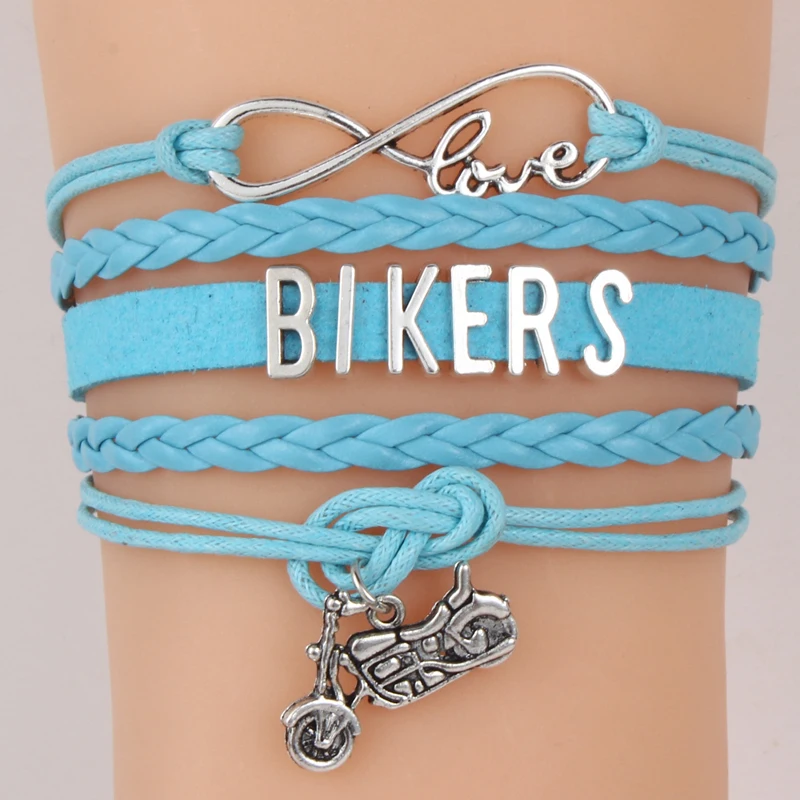Браслет Infinity Love Bikers Байкерский браслет с подвесками ручная работа плетеные