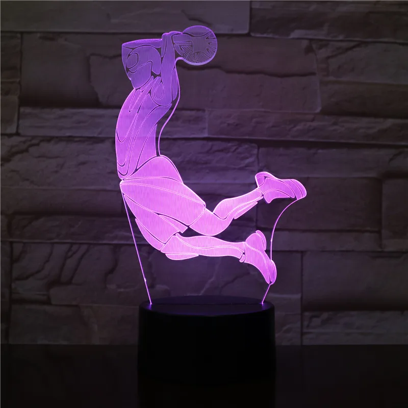 Творческий 3D визуальный баскетбольный мяч Dunk светодиодный Ночной светильник 7