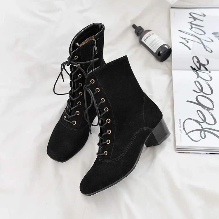 Черный Big Size 9 10 11-16 boots women shoes ankle boots for women ladies boots Cross strap side zipper - Цвет: Черный