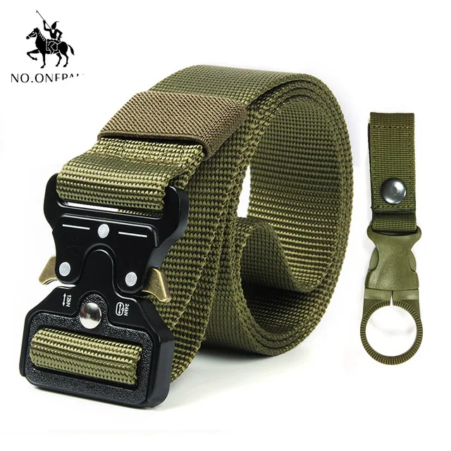 kkkk Package 2 green NO. ONEPAUL мужской военный классический тактический ремень высокоэластичный металлический крючок для тренировок на открытом воздухе высокое качество новые нейлоновые солдатские ремни - Цвет: kkkk Package 2 green