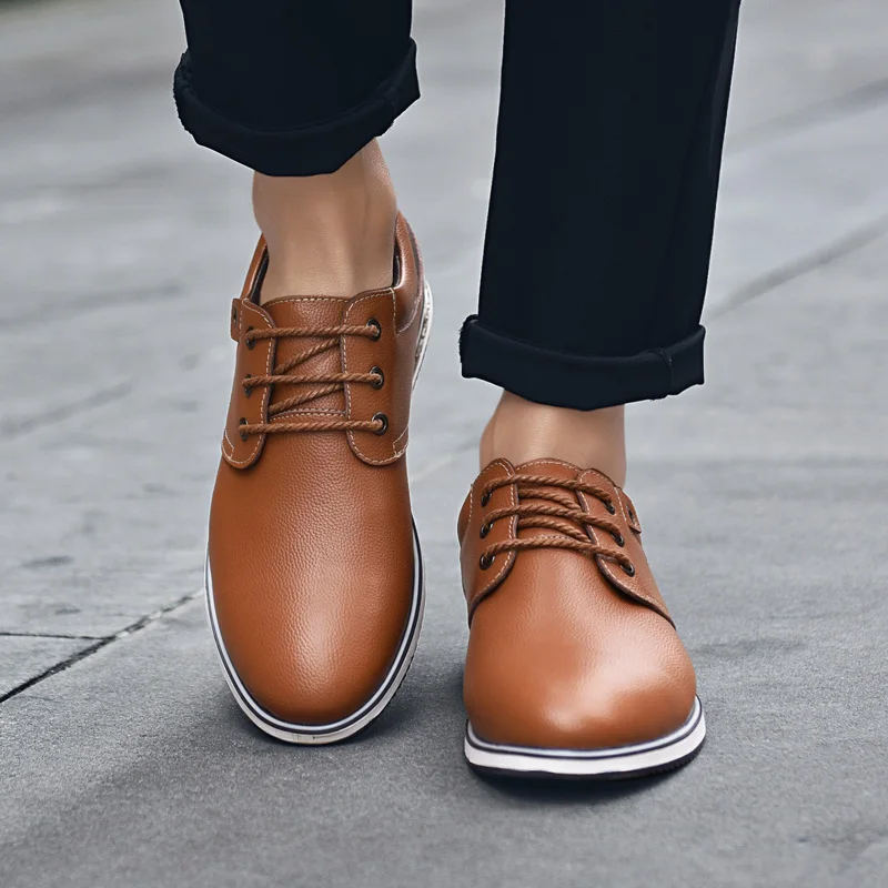 2018 Four Seasons Trend Youth Men Casual Shoes Genuine Leather Soft Comfortable Lace Up Loafers Low Style Male Sneakers Boot | Обувь
