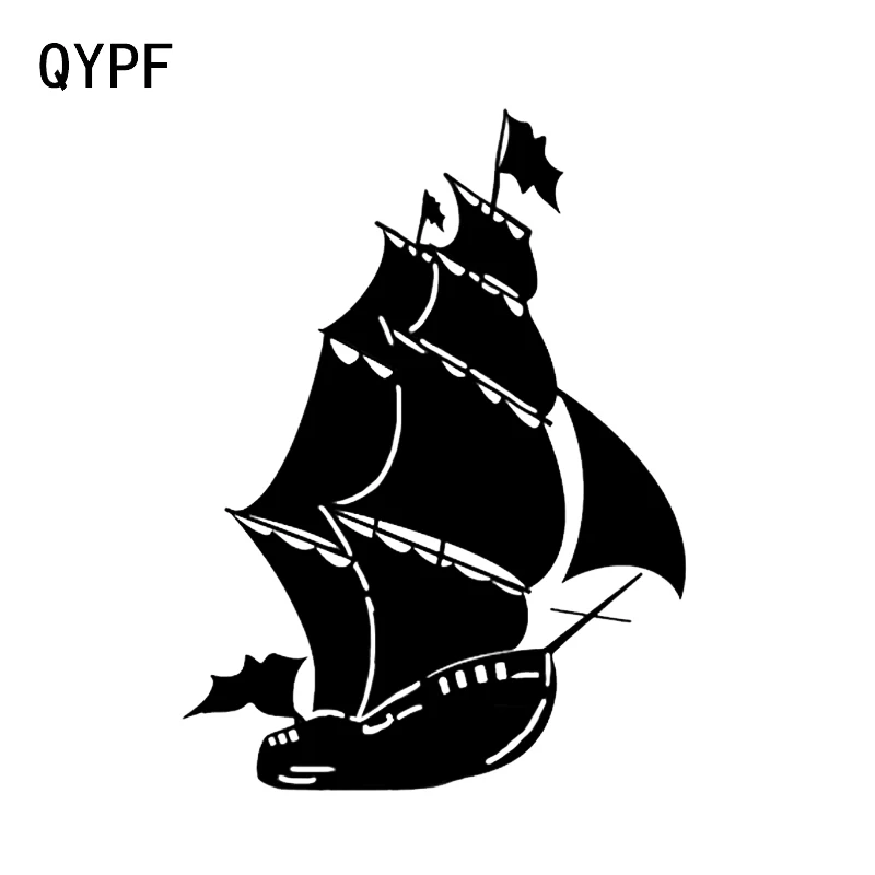 QYPF 11.7*15.9CM Coolest Sailboat Ship Sea Ocean Waves Decor Car Sticker Vinyl Graphic Silhouette C16-1126 | Автомобили и