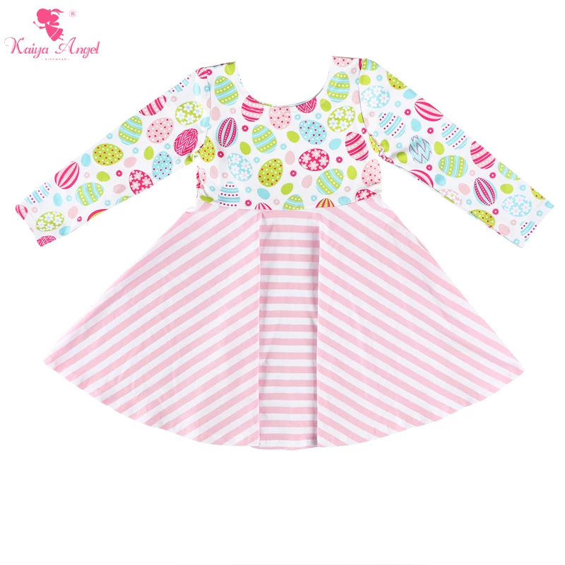 Kaiya Angel Spring Autumn New Girls Dress Sweet and Lovely Style Easter Painted Eggshell One Pcs Sell Factory Wholesell | Детская одежда