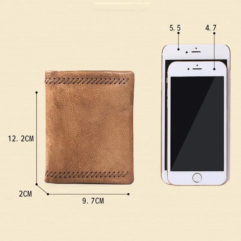 Вертикальный кошелек AETOO из натуральной кожи ручной работы винтажный