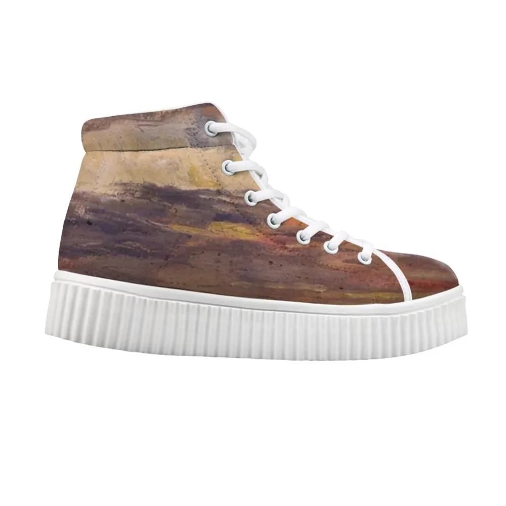 Женские туфли на платформе повседневные с высоким берцем шнуровке