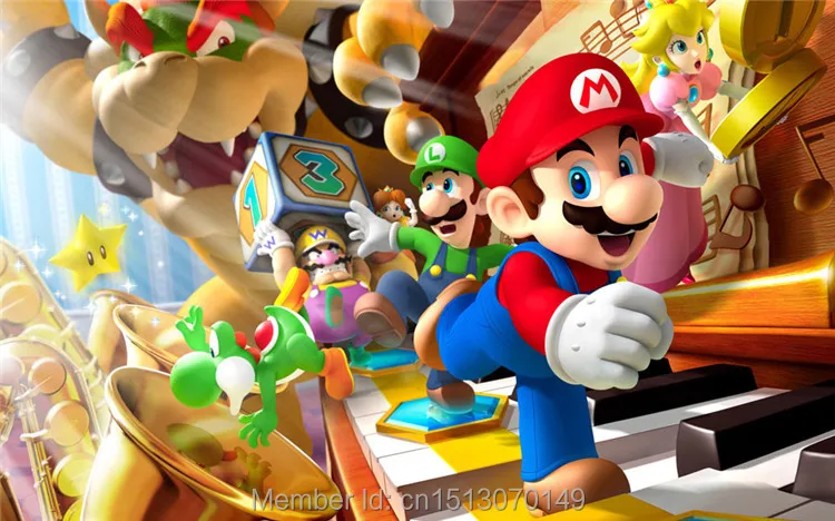 Большие фотообои на заказ Настенная роспись в стиле Super Mario Классические игровые