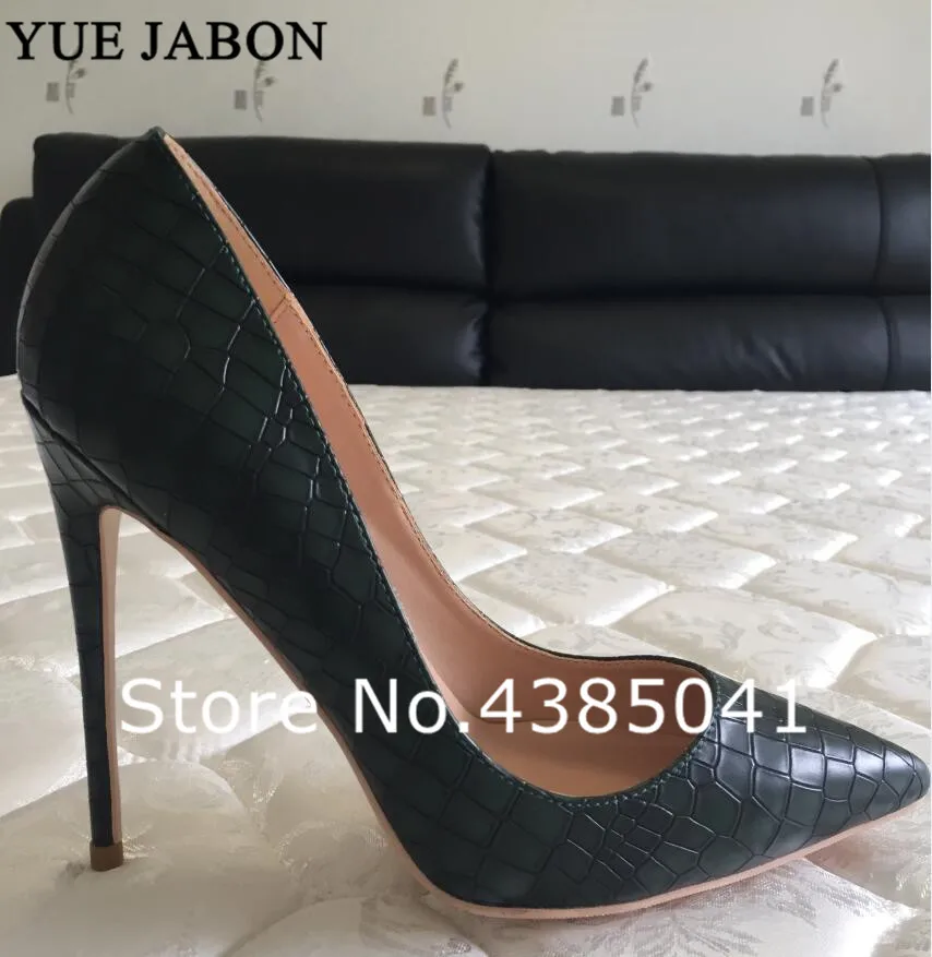 

Brand Design dark green lady high heel pumps party shoes women Pointed Toe thin heel shallow mouth slip on zapatos Real pictures