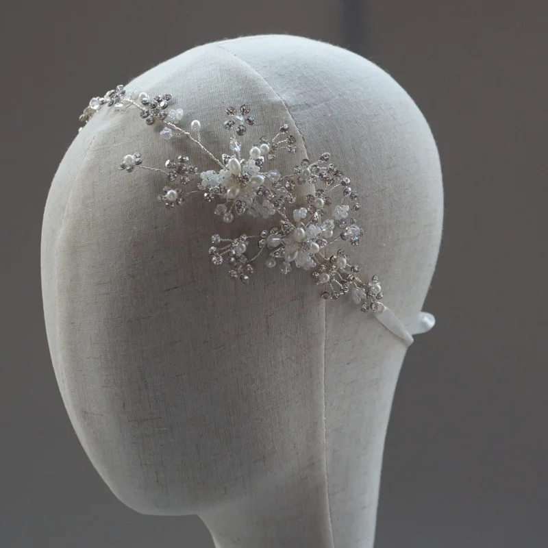 

Rhinestone 1920s Bridal Halo Headband Vintage Inspired Stone Wedding Headpiece Bohemian Hair Adornment