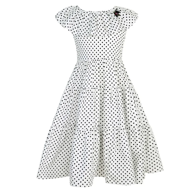 Летние платья для девочек 2019 Брендовое платье принцессы в горошек с принтом