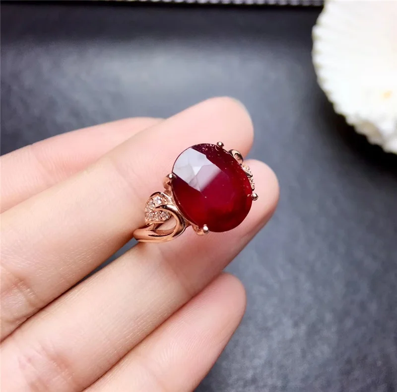 

S925 Silver Heated Pigeon Blood Ruby Ring for Women Anniversary Gift Fine Jewelry Luxurious 6Ct Real Red Gemstones Rings #418