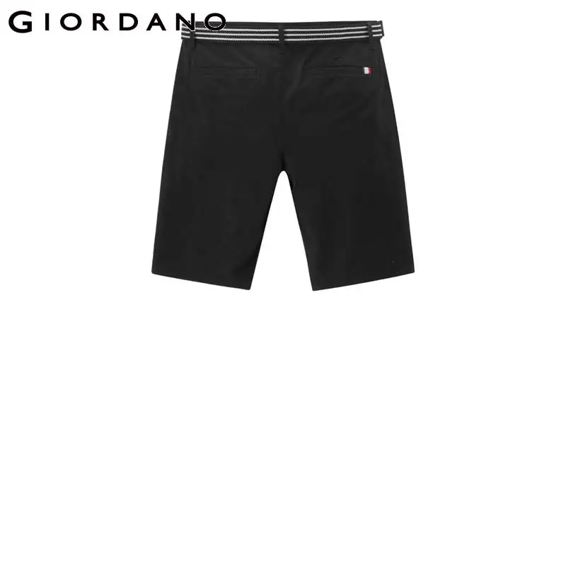 Джордано мужские бермуды однотонные хлопковые шорты с поясом средней низкой